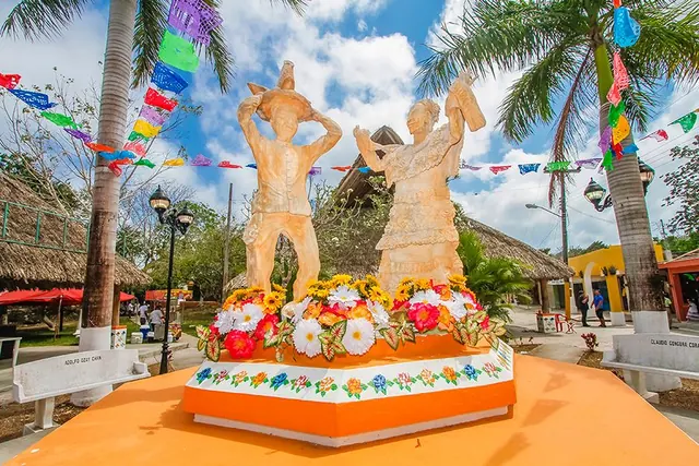 Colorful monument in the El Cedral village square